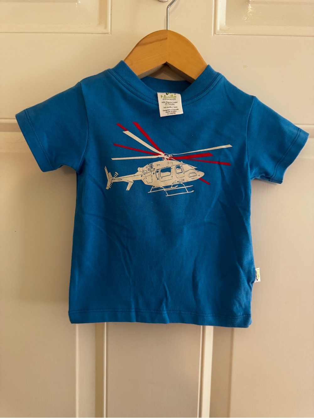 Nosilla Organics Organic Cotton Blue Helicopter Pilot Baby Tee  - 3-6 Months